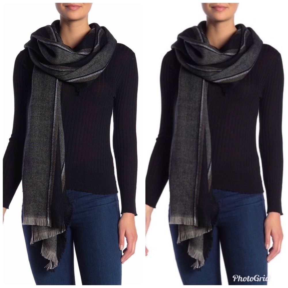 Madewell Clubhouse Striped Fringe Scarf in Grey - Picture 7 of 7